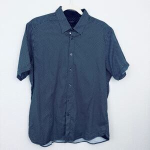 Ted Baker Mens Norjas Slim Fit Short Sleeve Button Shirt Size XL Diamond Print